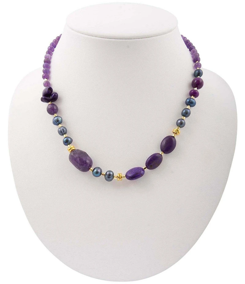 Barse Genuine Stone Twilight Tides Collar Necklace