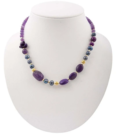 Barse Genuine Stone Twilight Tides Collar Necklace