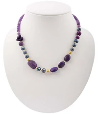 Barse Genuine Stone Twilight Tides Collar Necklace