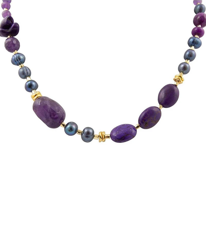 Barse Genuine Stone Twilight Tides Collar Necklace