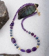 Barse Genuine Stone Twilight Tides Collar Necklace