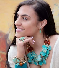 Barse Lucia Blue Jasper and Fire Agate Golden Strand Necklace