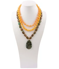 Barse Genuine Stone Western Dawn Short Multi Strand Necklace