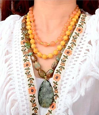Barse Genuine Stone Western Dawn Short Multi Strand Necklace