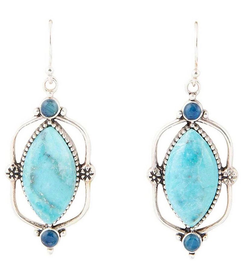 Barse Genuine Turquoise and Apatite Tide & Sky Drop Earrings