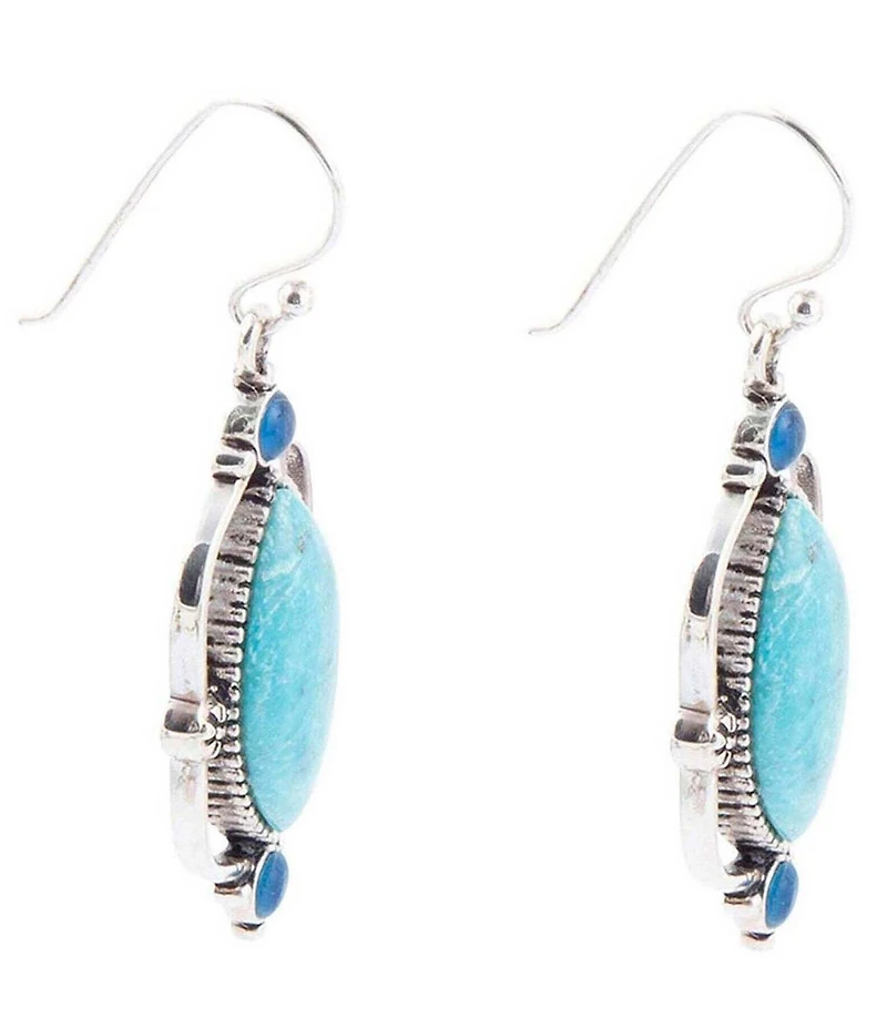 Barse Genuine Turquoise and Apatite Tide & Sky Drop Earrings