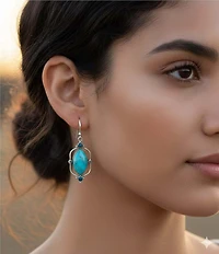 Barse Genuine Turquoise and Apatite Tide & Sky Drop Earrings