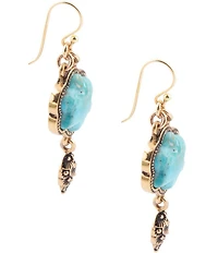 Barse Blue Turquoise Flower Golden Drop Earrings
