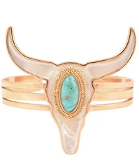 Barse Genuine Turquoise and Mother-of-Pearl Longhorn Statement Cuff Bracelet