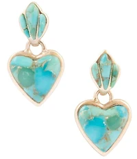 Barse Genuine Turquoise Heart Drop Earrings