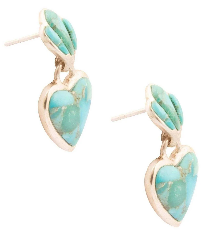 Barse Genuine Turquoise Heart Drop Earrings