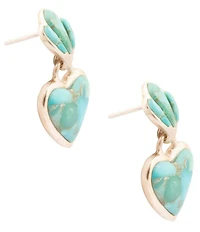 Barse Genuine Turquoise Heart Drop Earrings