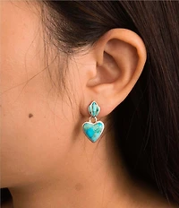 Barse Genuine Turquoise Heart Drop Earrings