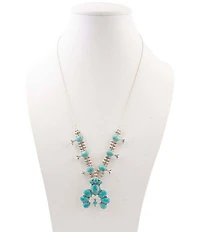 Barse Genuine Turquoise Squash Blossom Short Pendant Necklace