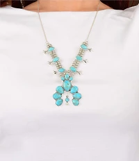 Barse Genuine Turquoise Squash Blossom Short Pendant Necklace