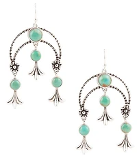 Barse Genuine Turquoise Squash Blossom Statement Drop Earrings