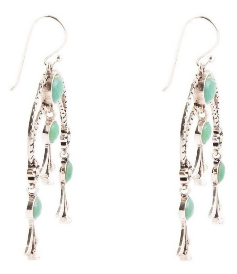 Barse Genuine Turquoise Squash Blossom Statement Drop Earrings
