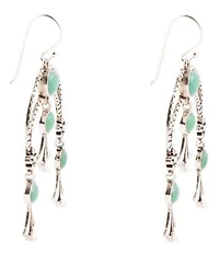 Barse Genuine Turquoise Squash Blossom Statement Drop Earrings