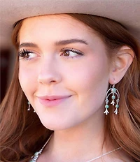 Barse Genuine Turquoise Squash Blossom Statement Drop Earrings