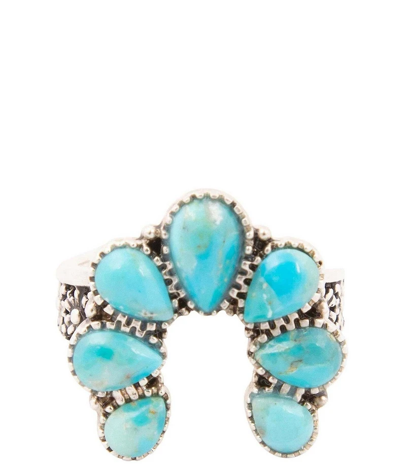 Barse Genuine Turquoise Squash Blossom Statement Ring