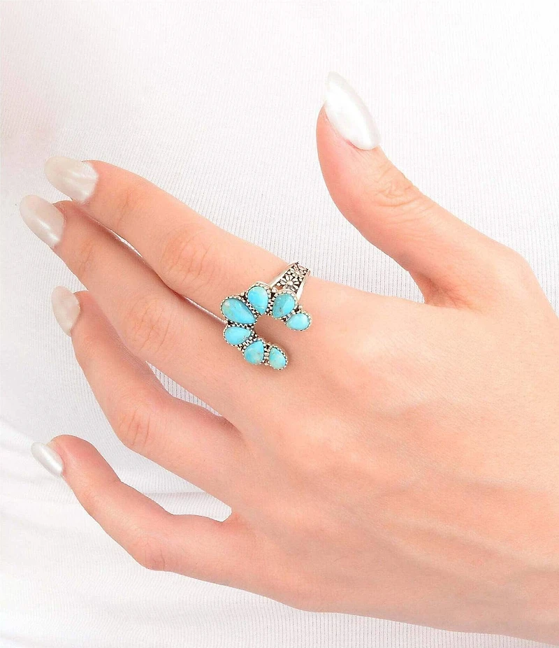Barse Genuine Turquoise Squash Blossom Statement Ring