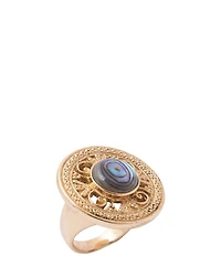 Barse Maltese Golden Abalone Statement Ring