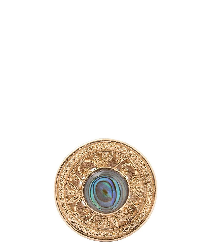 Barse Maltese Golden Abalone Statement Ring