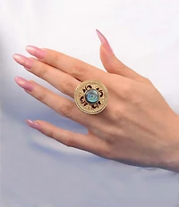 Barse Maltese Golden Abalone Statement Ring