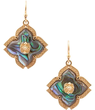 Barse Maltese Golden and Abalone Drop Earrings