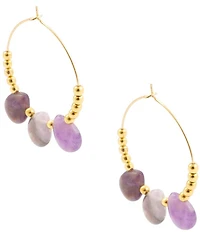 Barse Golden and Amethyst Regal Drops Hoop Earrings