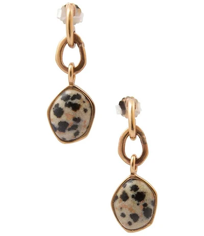 Barse Golden And Dalmation Jasper Sacred Earth Drop Earrings