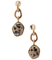 Barse Golden And Dalmation Jasper Sacred Earth Drop Earrings