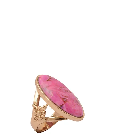 Barse Golden and Fuchsia Magnesite Berry Glow Statement Ring