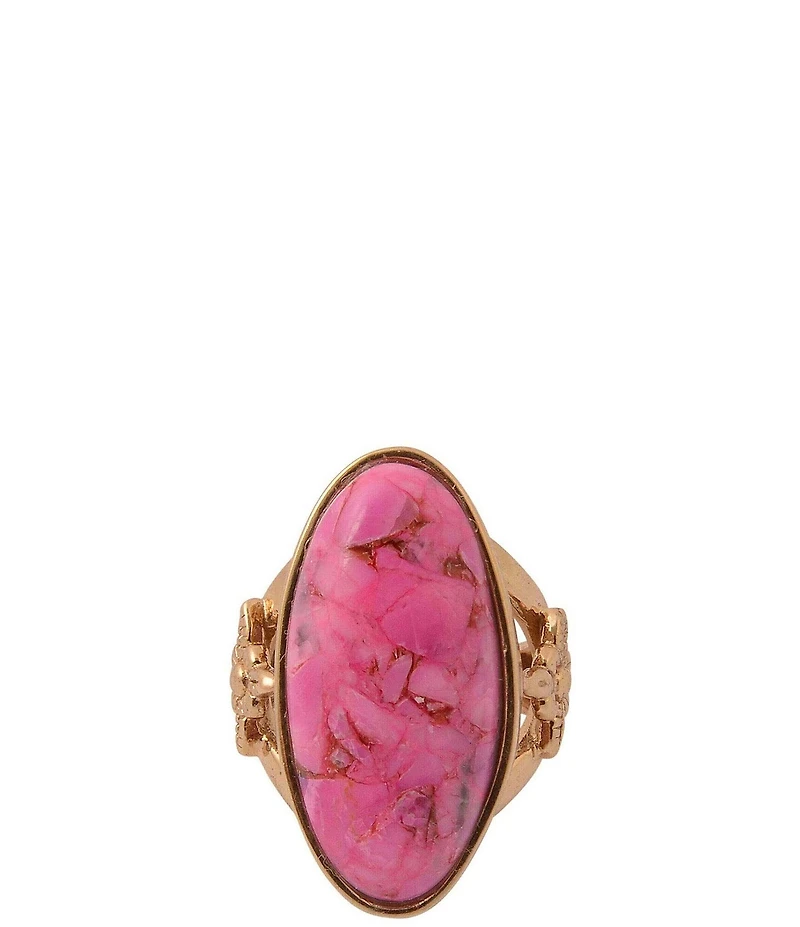 Barse Golden and Fuchsia Magnesite Berry Glow Statement Ring