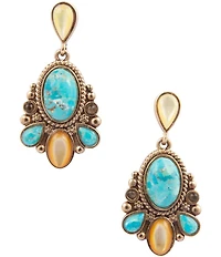 Barse Barcelona Golden And Genuine Stone Statement Drop Earrings