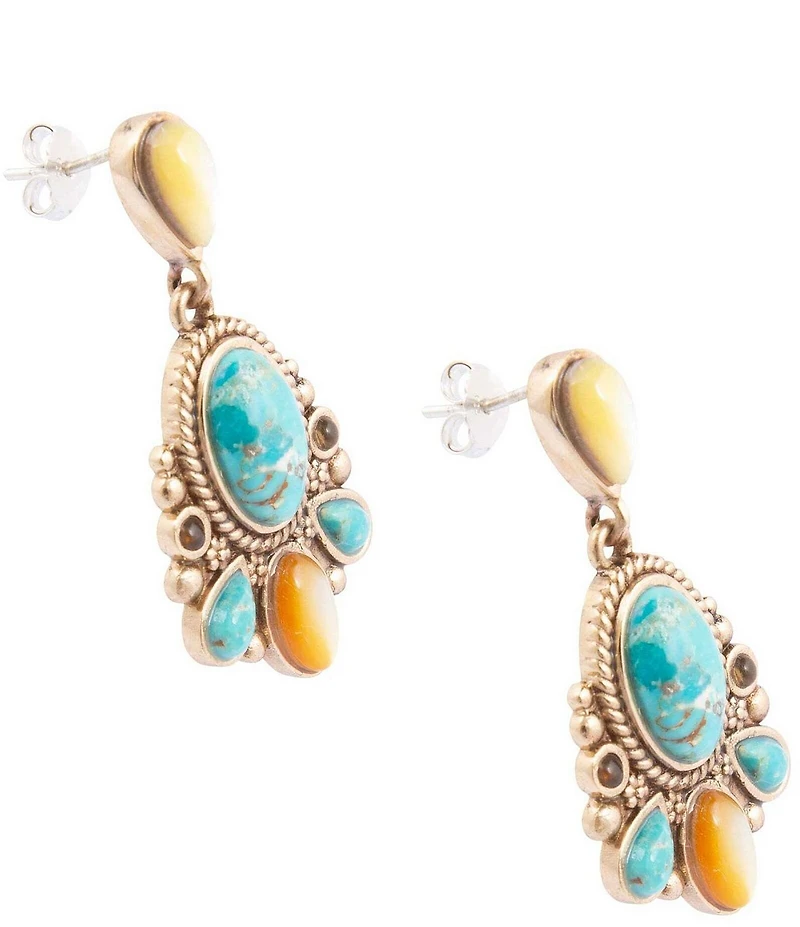 Barse Barcelona Golden And Genuine Stone Statement Drop Earrings