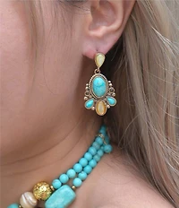 Barse Barcelona Golden And Genuine Stone Statement Drop Earrings