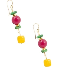 Barse Blossom Drops Genuine Stone Beaded Linear Earrings