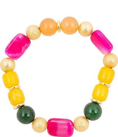 Barse Blossom Drops Genuine Stone Beaded Stretch Bracelet