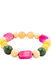 Barse Blossom Drops Genuine Stone Beaded Stretch Bracelet