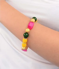 Barse Blossom Drops Genuine Stone Beaded Stretch Bracelet