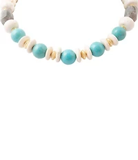 Barse Golden and Genuine Stone Blue Mesa Collar Necklace