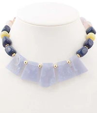 Barse Golden And Genuine Stone Desert Sky Statement Necklace