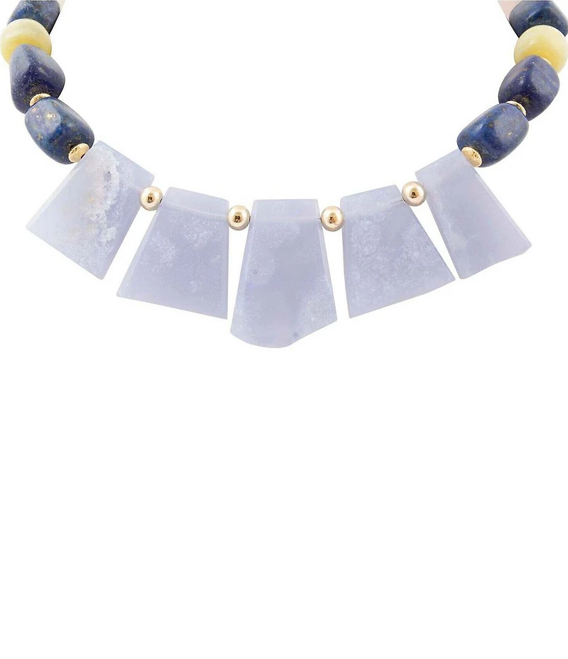 Barse Golden And Genuine Stone Desert Sky Statement Necklace