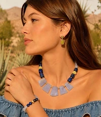 Barse Golden And Genuine Stone Desert Sky Statement Necklace