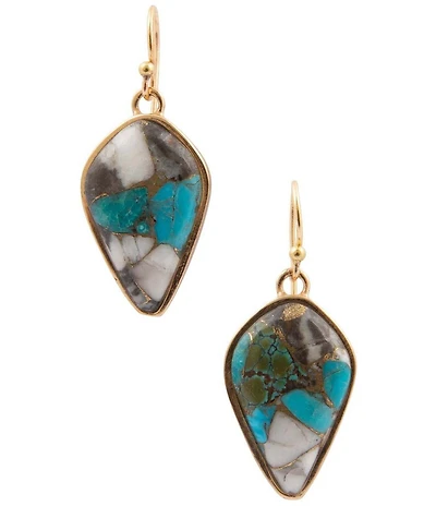 Barse Golden And Genuine Stone Earthbound Luxe Drop Earrings
