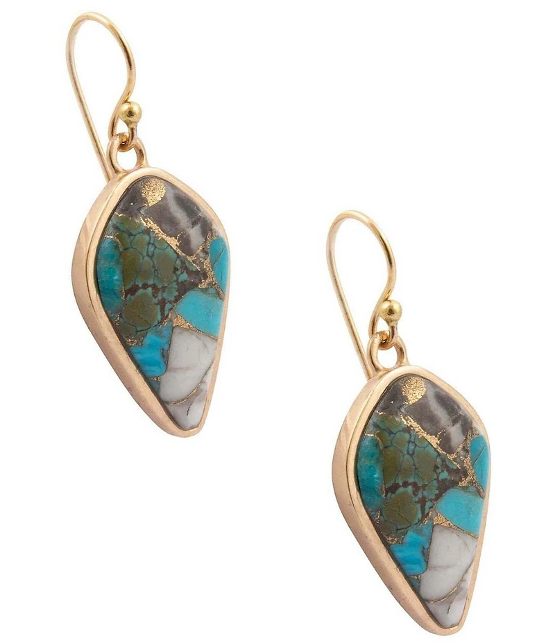 Barse Golden And Genuine Stone Earthbound Luxe Drop Earrings