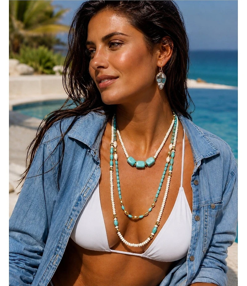 Barse Golden And Genuine Stone Earthbound Luxe Drop Earrings