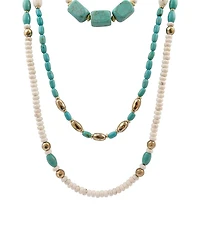 Barse Golden And Genuine Stone Earthbound Luxe Long Layered Statement Necklace