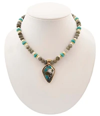 Barse Golden And Genuine Stone Earthbound Luxe Short Pendant Necklace